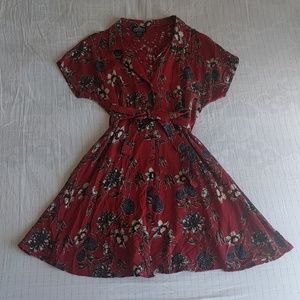 Angie red floral button up dress juniors L womensM